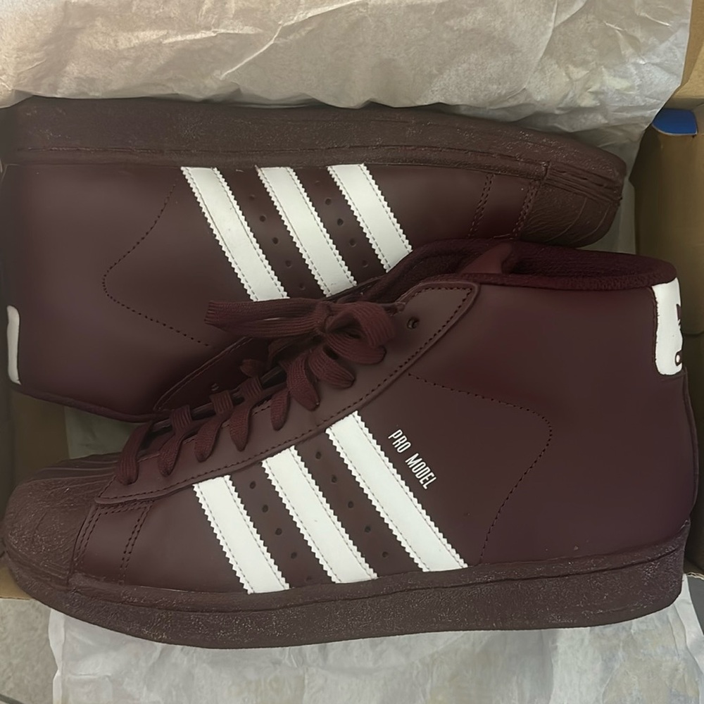 Adidas Pro Model J originals maroon and white